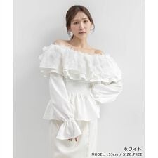 ＜26春夏新作＞【Flower Collection】3Dフラワーケープカラーブラウス