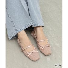 ＜26春夏新作＞【22.5-25.5】シアーギャザーバックストラップパンプス