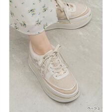 ＜26春夏新作＞【22.5-25.5】モノグラム×キルティング プラットフォームスニーカー