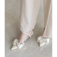 ＜26春夏新作＞【22.5-25.5】2WAY 配色リボンアンクルストラップパンプス
