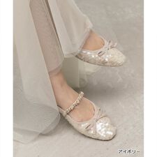 ＜26春夏新作＞【22.5-25.5】ビジューストラップバレエシューズ