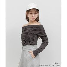 ＜26春夏新作＞2WAYオフショルギャザーカットトップス