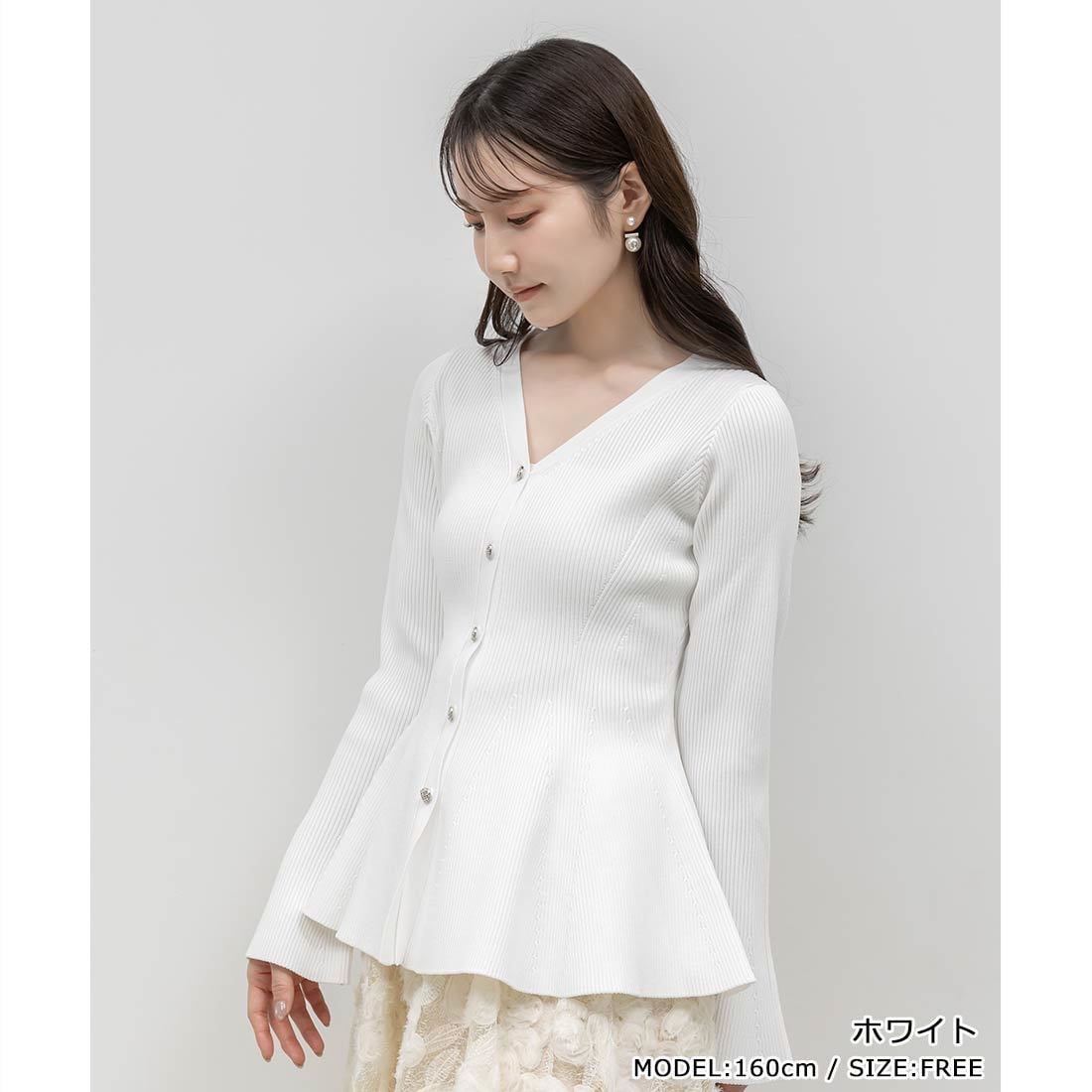 ランダ（RANDA）/＜25秋冬新作＞デザイン編みVネックニットカーディガン 25秋冬新作＞デザイン編みVネックニットカーディガン | ランダ(RANDA