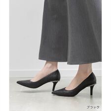 ＜26春夏新作＞【22-25.5】ビジューヒールポインテッドトゥパンプス