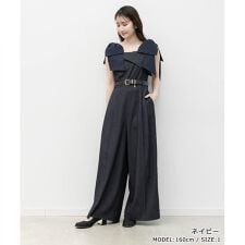 ＜26春夏新作＞2WAY リボンショルダーロンパース