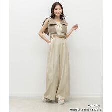 ＜26春夏新作＞2WAY リボンショルダーロンパース
