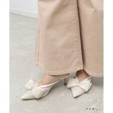 ＜26春夏新作＞【22.5-25.5】シアーリボンミュールパンプス