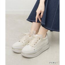 ＜26春夏新作＞【22.5-25.5】2WAY シアーリボンプラットフォームスニーカー
