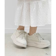 ＜26春夏新作＞【22.5-25.5】2WAY シアーリボンプラットフォームスニーカー