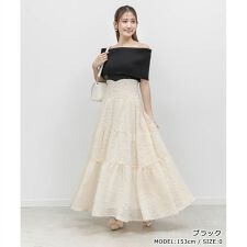 ＜26春夏新作＞オフショルニットドッキングワンピース