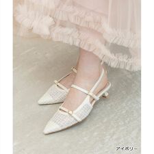 ＜26春夏新作＞【22.5-25.5】シアーチェックバックストラップパンプス