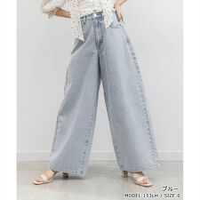 ＜26春夏新作＞ホットフィックスストーンカーブデニムパンツ