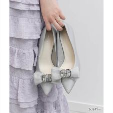 ＜26春夏新作＞【22-25.5】2WAY シアーシフォンリボンパンプス
