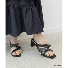＜26春夏新作＞【22.5-25.5】アシンメトリーリボンミュールサンダル