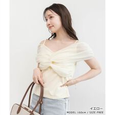 ＜26春夏新作＞チュールオフショルダートップス