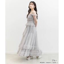 ＜26春夏新作＞チュールフリルキャミワンピース