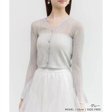 ＜26春夏新作＞ラメシアーランダムリブカーディガン