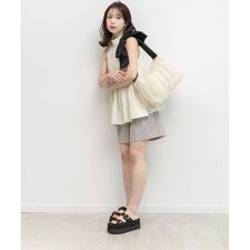 26春夏新作＞【A4対応】2WAY ビッグリボンチュールトートバッグ