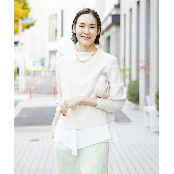 MICHEL  / ミッシェルクラン [春まで着られる]インナー付きパフスリーブニット 春まで着られる]インナー付きパフスリーブニット | ミッシェル