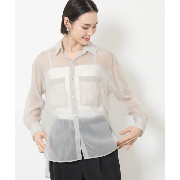 ブラウス シャツ 「24AW」GENTLE SILK ラウンドヘムTブラウスセットアップ対応」 レディース SALON adam et ropé(サロン アダム エ ロペ) / [24AW]GENTLE