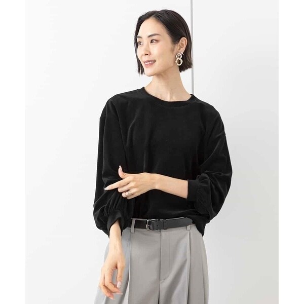 MICHEL  / ミッシェルクラン コンパクトベロアパフスリーブカットソー(セットアップ対応) MICHEL KLEIN｜コンパクトベロアパフスリーブカットソー