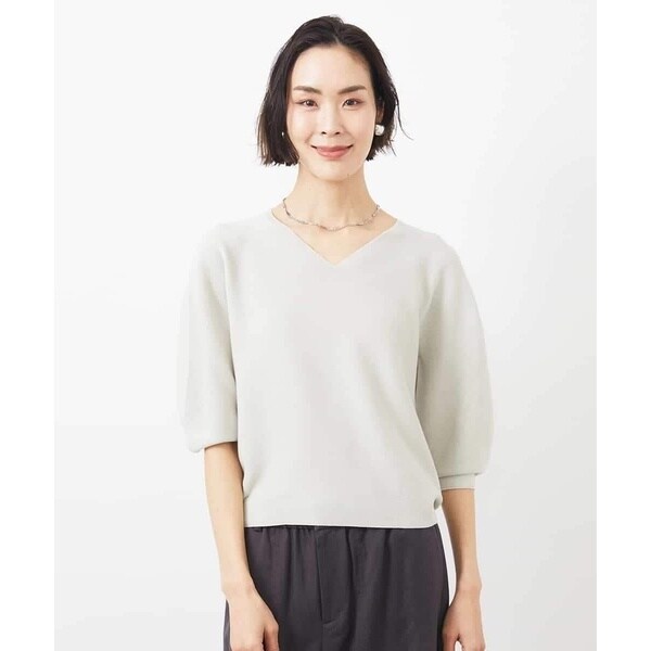 MICHEL  / ミッシェルクラン [WEB限定カラー]ホールガーメント(R)Vネックボリュームスリーブニット ミッシェルクラン MICHEL KLEIN [WEB限定カラー]ホール