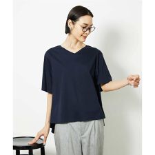 [接触冷感]異素材バックフレアカットソー