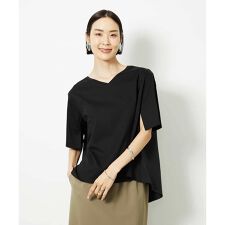 [接触冷感]異素材バックフレアカットソー