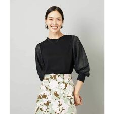 ラメチュールスリーブ異素材カットソー