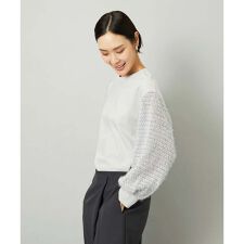 パフスリーブ異素材カットソー