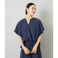 [セットアップ対応]ギャザーブラウス　サッカー無地