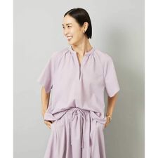 [セットアップ対応]ギャザーブラウス　サッカー無地