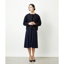 ノーカラープリーツワンピース