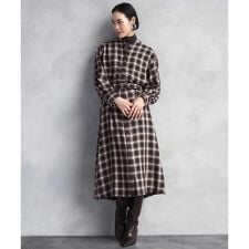 ミッシェルクラン(MICHEL KLEIN)のバンドカラーチェックシャツワンピース