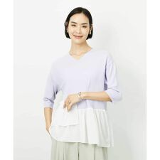 裾切替フレアニットプルオーバー