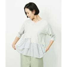 裾切替フレアニットプルオーバー