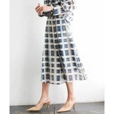 [セットアップ対応]チェック柄タックフレアスカート