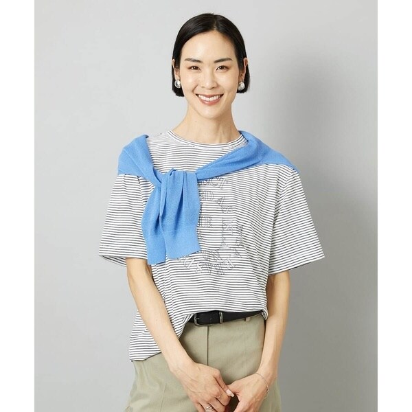 透明箔プリントボーダーTシャツ