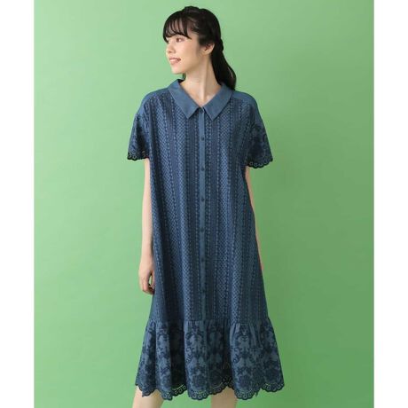 ｆｌｏｒｅｓ インディゴスカラップ刺繍ワンピース ホコモモラ Jocomomola ファッション通販 マルイウェブチャネル Cb003 275 76 01