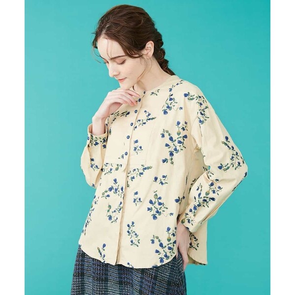 未使用　ホコモモラ　刺繍ブラウス ホコモモラ Jocomomola Vuelta フラワー総刺繍ブラウス （ブルー