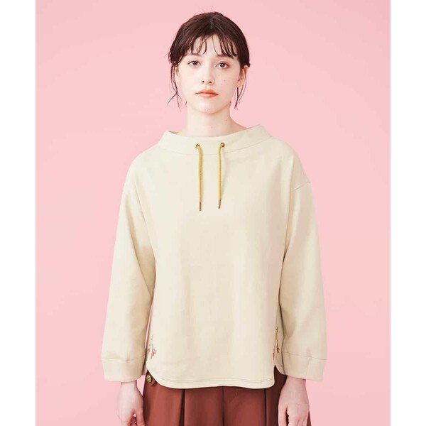 美品⭐︎ホコモモラ 40 ベージュ ウールコート スタンドカラー可愛いステッチ L】ウールアンゴラベロア スタンドカラー比翼ショートコート