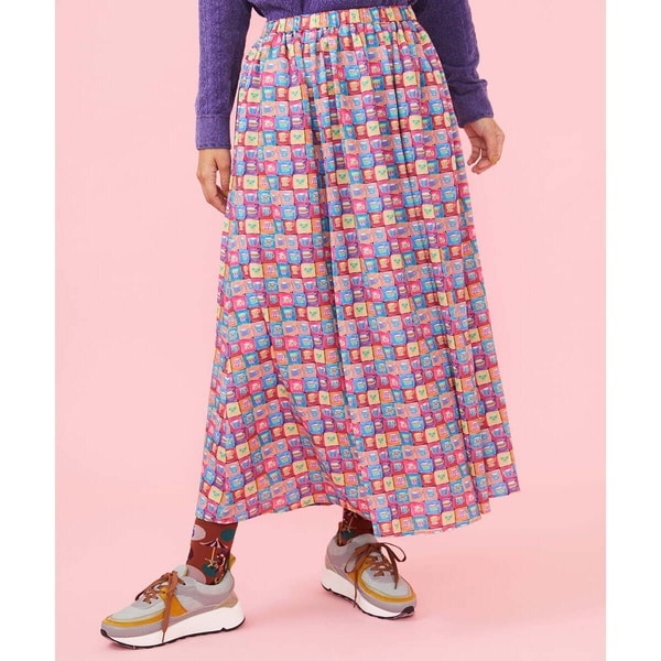 ホコモモラ] Chocolate con churros スタンドネックプリントブラウス