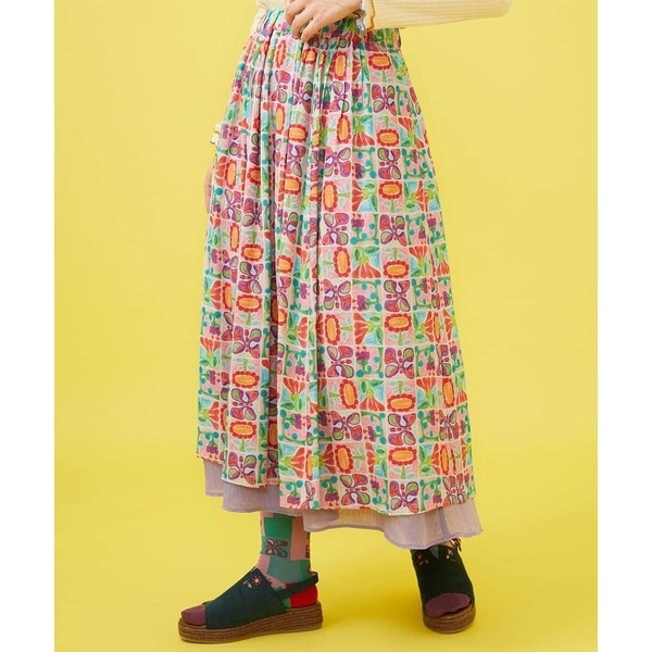 ホコモモラ（JOCOMOMOLA）/Morado ciruela プリントギャザースカート Morado ciruela プリントギャザースカート | ホコモモラ(JOCOMOMOLA