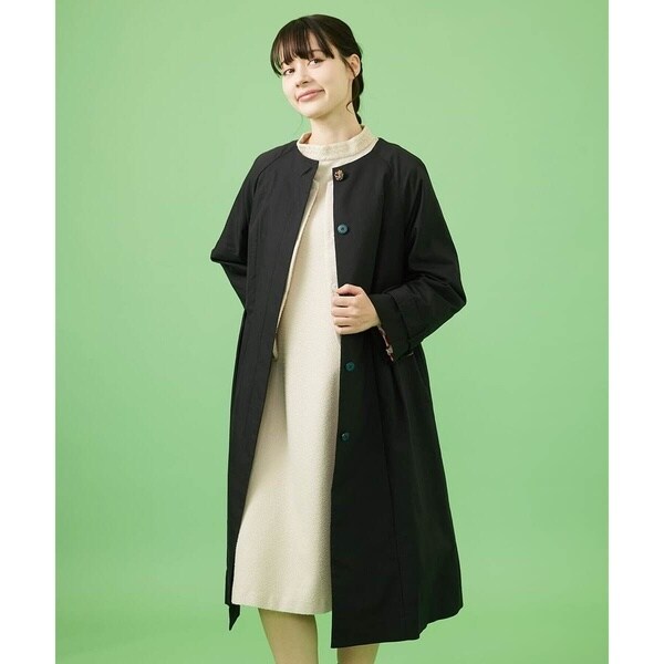 美品✨ホコモモラ　ウールコート　フレア　ミドル丈　ネイビー　40/L フード取り外し可/ロング丈】ボアライナー付きコート（モッズ