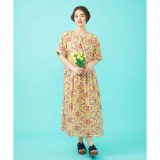 【日本製】Rosa flamenco フラワープリントタックワンピース