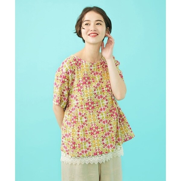 ホコモモラ（JOCOMOMOLA）/【日本製】Rosa flamenco フラワープリントタックブラウス 日本製】Rosa flamenco フラワープリントタックブラウス | ホコモモラ