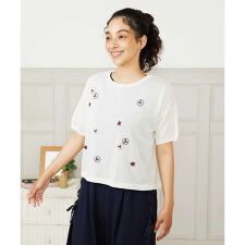 Brisa フラワー刺繍シアーニット