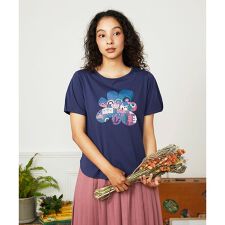 【接触冷感】フラワー発泡プリントTシャツ
