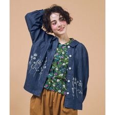 Jardines コード刺繍デニムブラウス