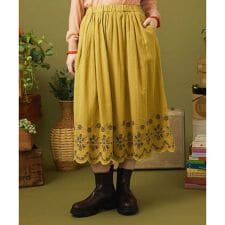 Cama de flores コットンヘリンボーンフレアスカート